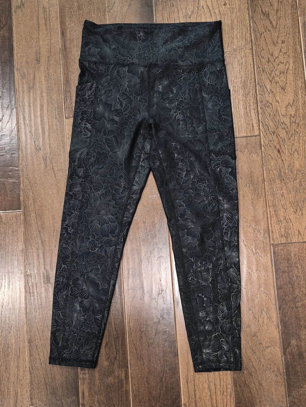 Balance Collection Black Tonal Floral High-Rise Leggings